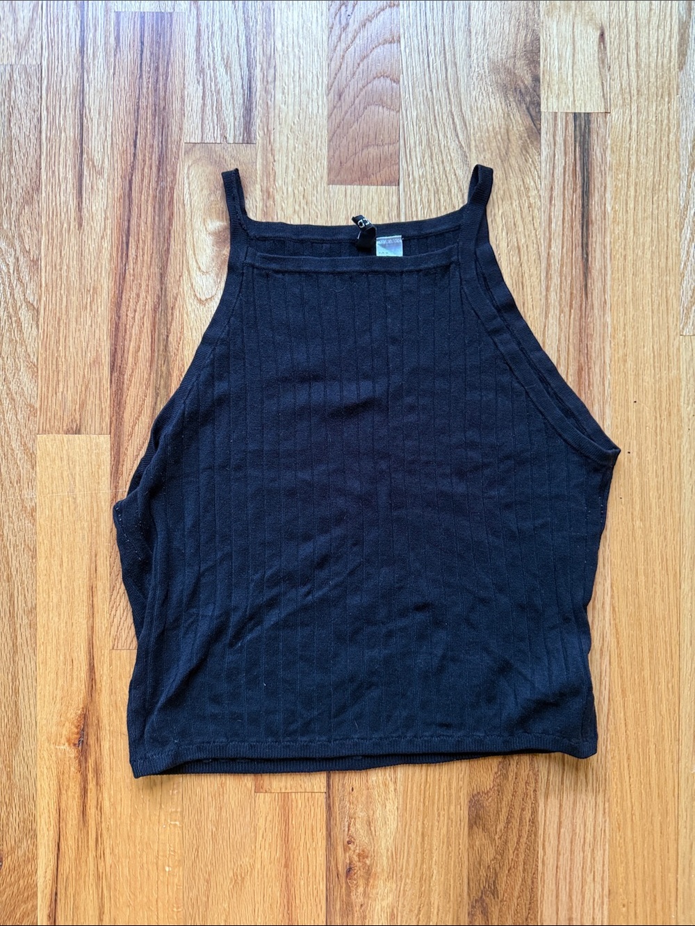 H&M Black Ribbed High-Neck Women's Tank Top